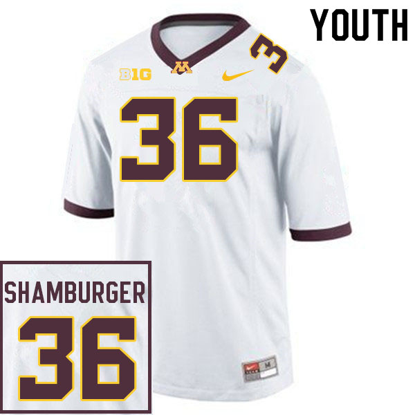 Youth #36 Ryan Shamburger Minnesota Golden Gophers College Football Jerseys Sale-White - Click Image to Close
